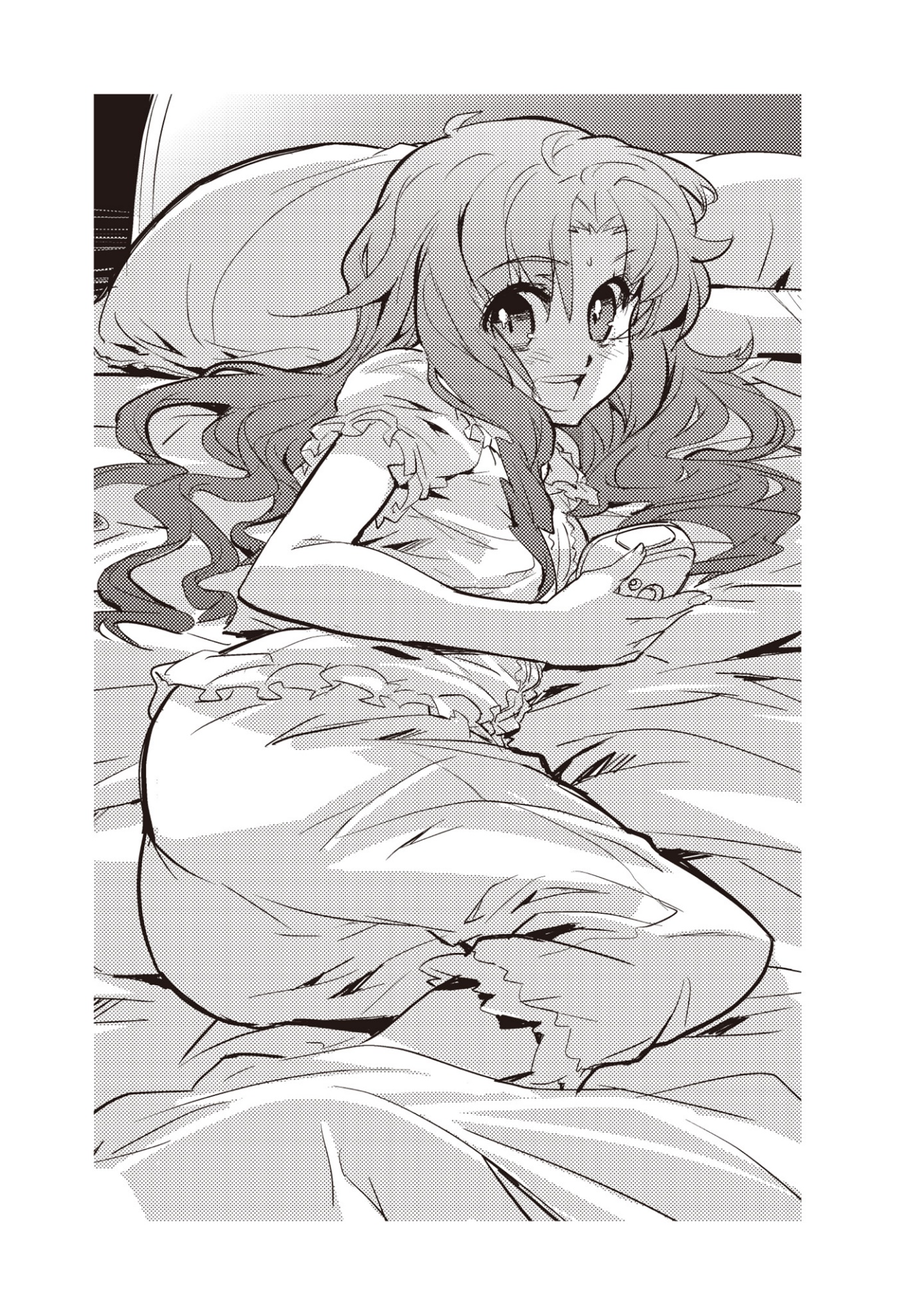A cartoon of a child lying on a bed Description automatically generated