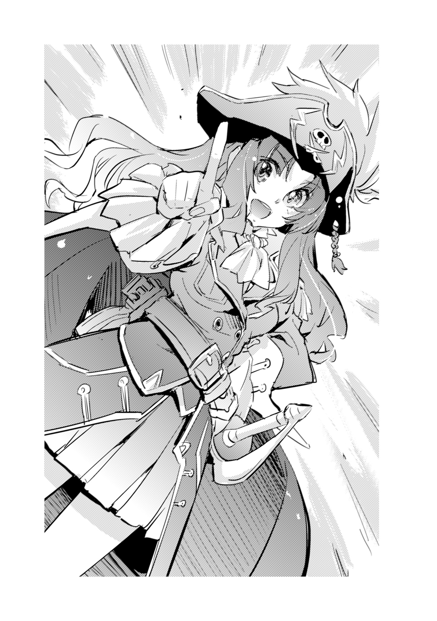 A cartoon of a person in a pirate garment Description automatically generated