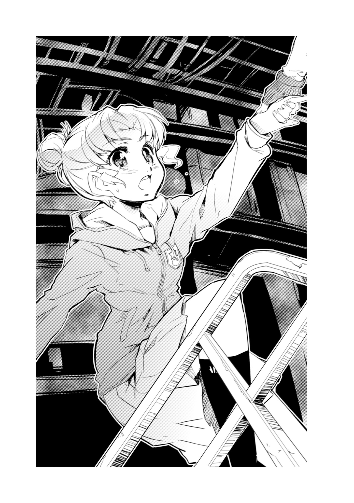 A cartoon of a child pointing at something  Description automatically generated